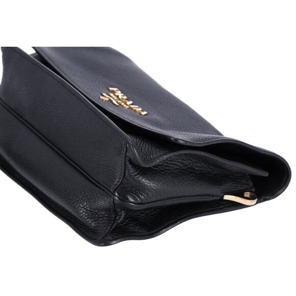 PRADA Vitello Daino Flap Crossbody Bag Black Leather - Picture 8 of 11